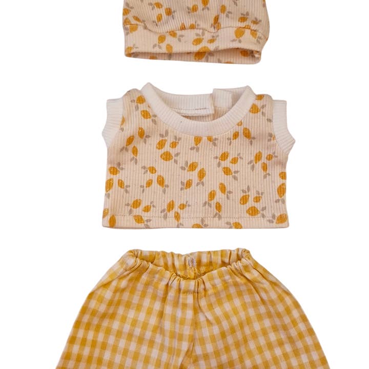 SUZANNE 3 peças T-shirt gorro menino limão calças vichy por atacado de Maman Poule et Papa Coq