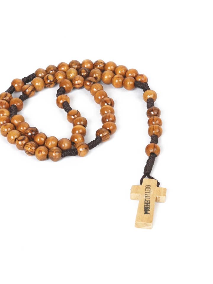 Chapelet en bois d'olivier_ Classique pour la vente par Holyland Artisans