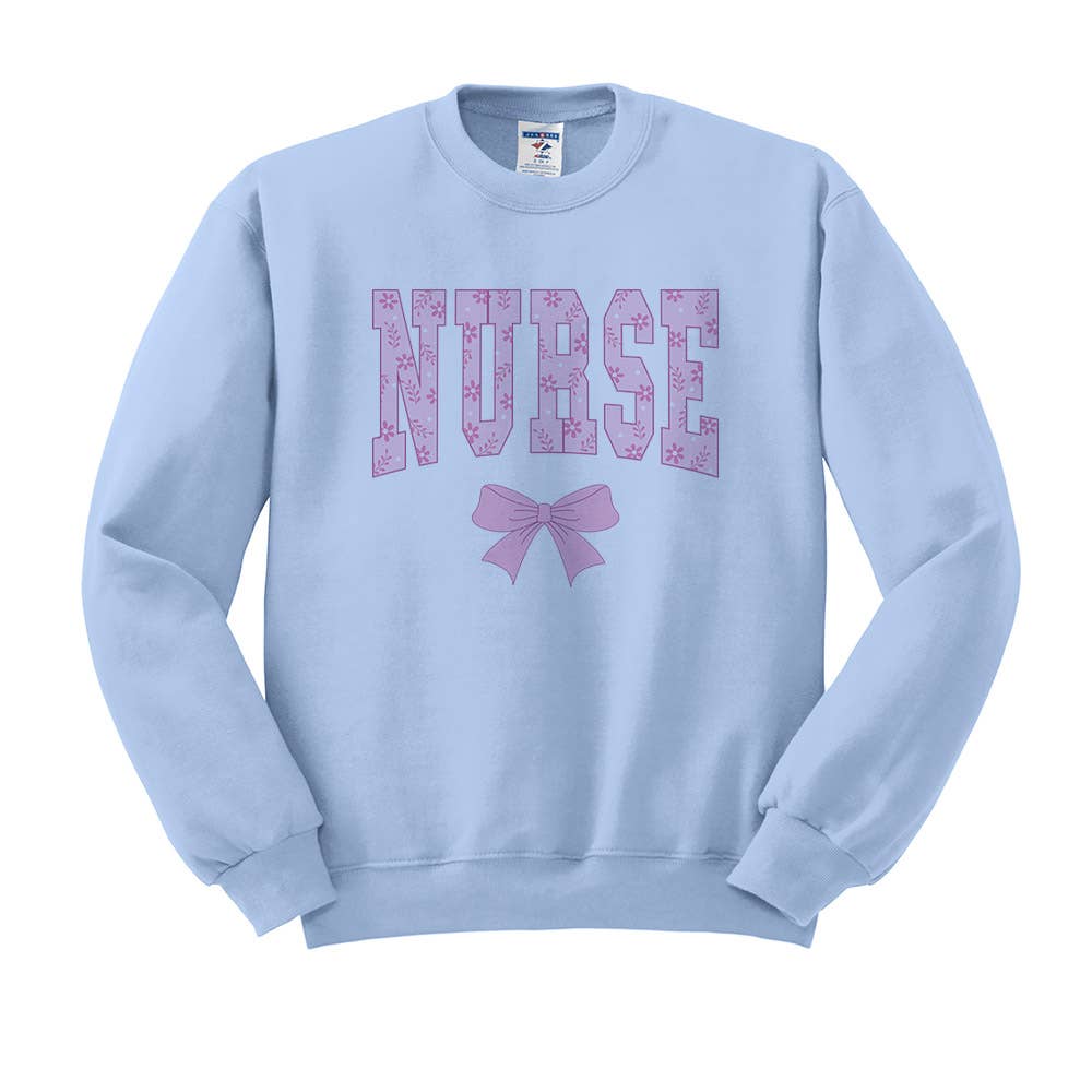 Lucky Luna Apparel - Wholesale Graphic Sweatshirt - Women's - Pink Bow Nurse Crewneck Sweatshirt2