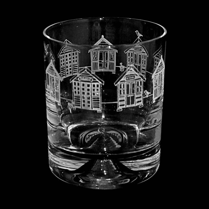 Beach Huts T17 Whisky Tumbler for wholesale by The Milford Collection
