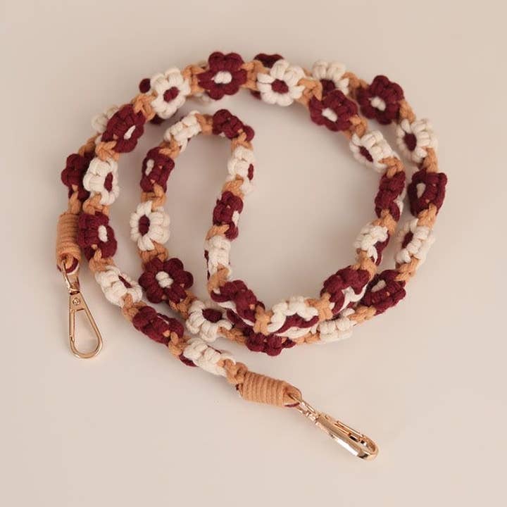 Macrame blommönster snodd kamerarem, telefonrem för wholesale av Weavey Studio
