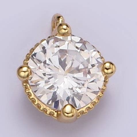 18K Guld Fylld 5mm Klar Rund CZ Mini Tilläggsberlock E-447 för wholesale av Aim Eternal