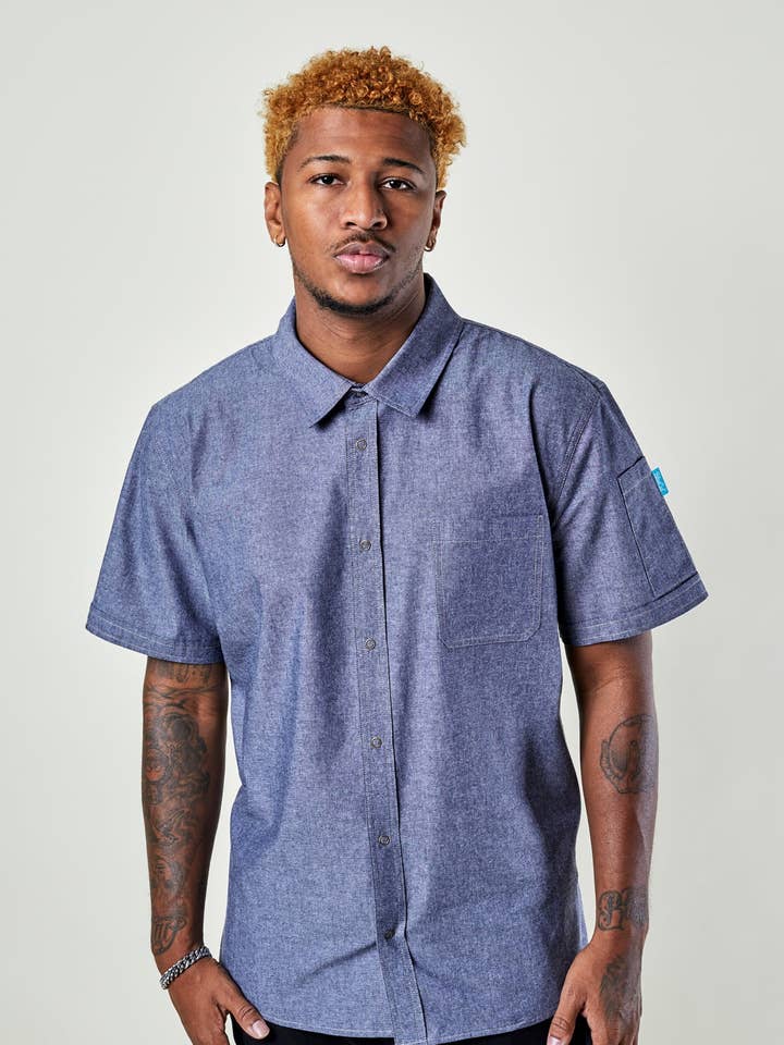 BlueCut - Wholesale Buttoned-down shirt – Unisex - Logan Work Shirt-Chambray-Unisex0