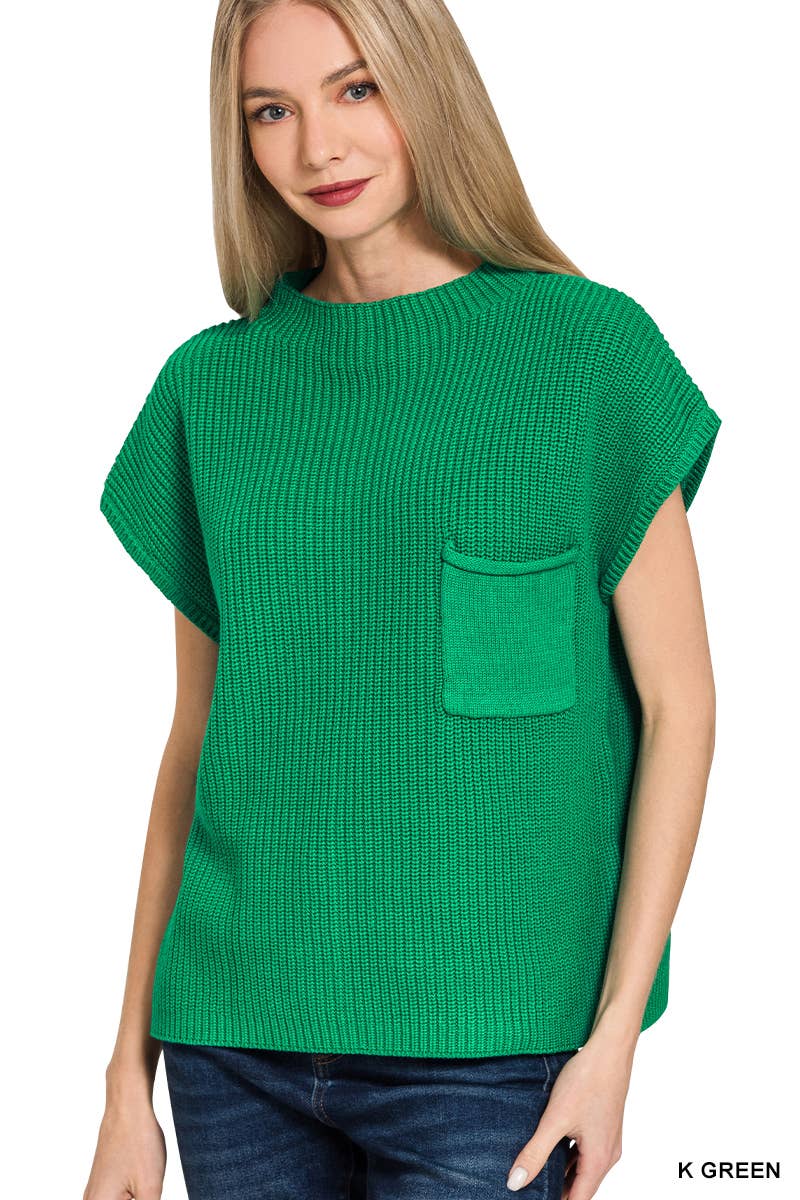 42POPS - Wholesale Knit Sweater - Women's -  Mock Neck Short Sleeve Sweater9