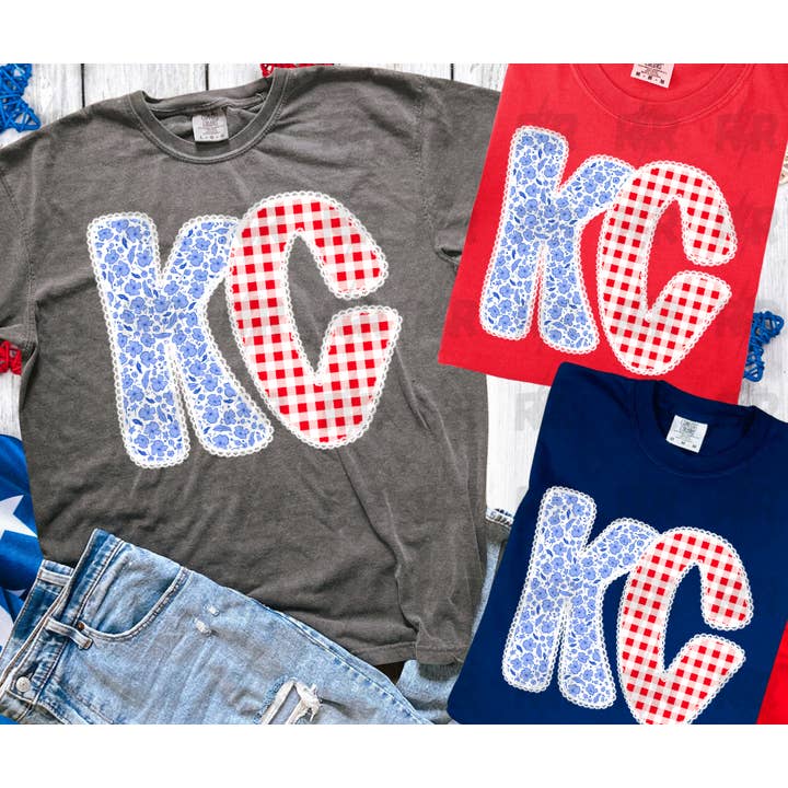 KC Patriotic Coquette Letters (Pick Your Tee Color) for wholesale by The Red Rival Wholesale