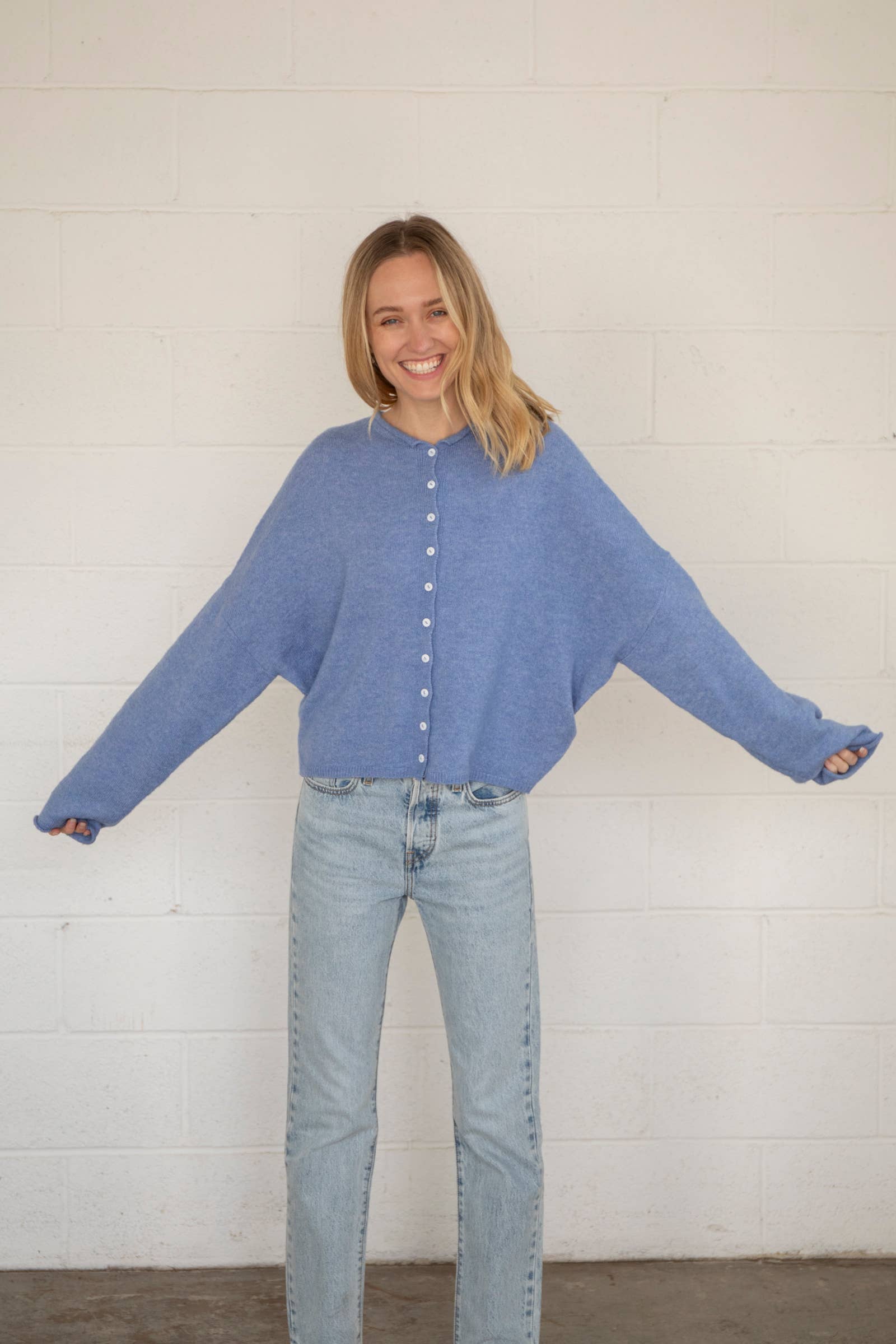 Dusty Blue Piper Cardigan for wholesale on Faire1