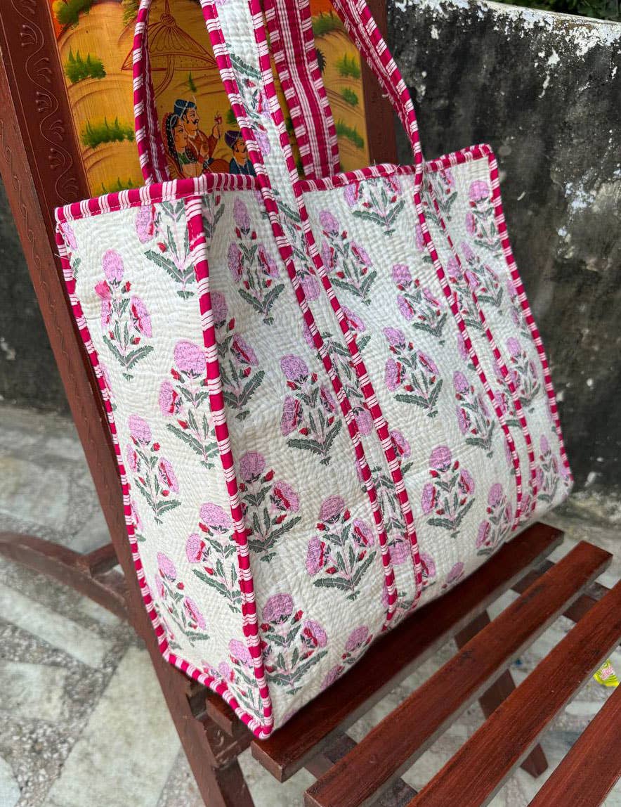Bhawana Handicrafts – Sacola - Mulher por atacado – Bolsa de Algodão Matelassê Estampada para Mulher4