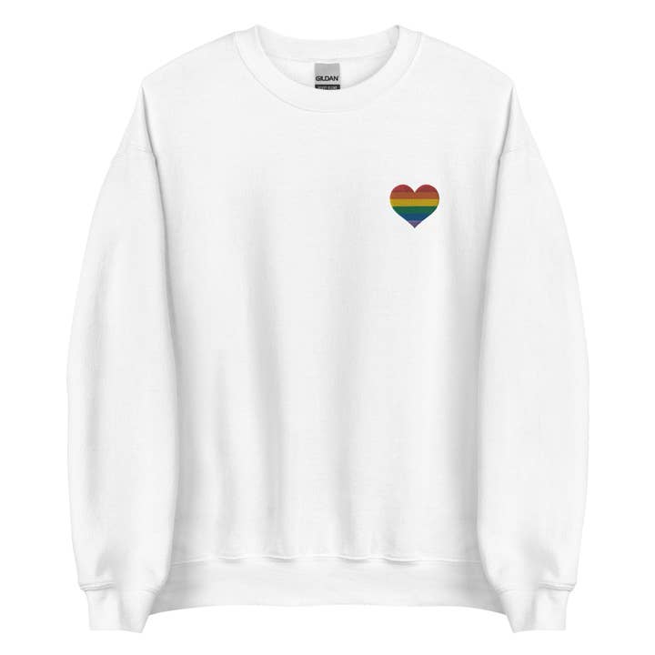 Rainbow Heart Embroidered Unisex Sweatshirt for wholesale by Gay Pride Apparel