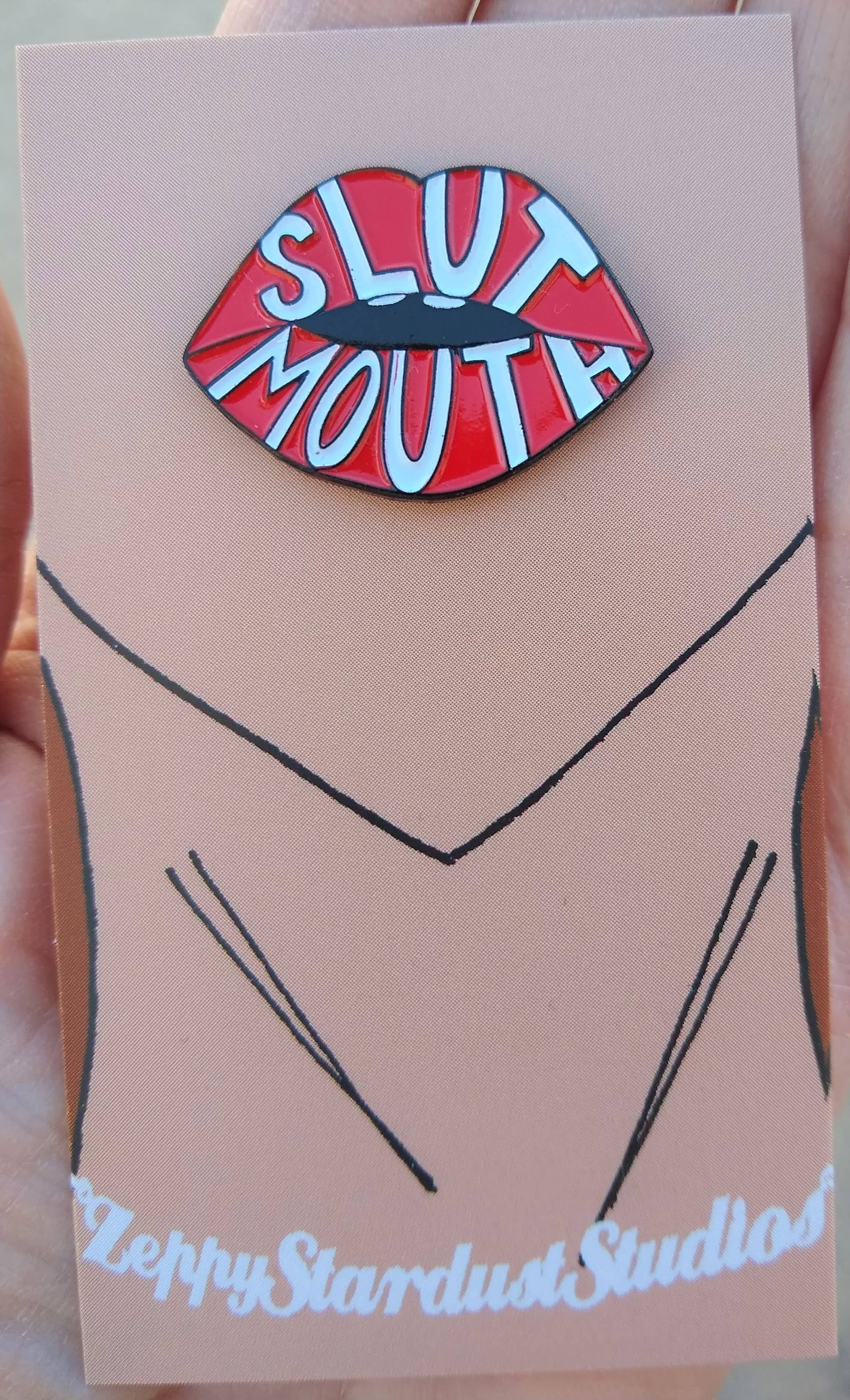 Zeppy Stardust Studios - Wholesale Lapel Pin/Button - Slutmouth Soft Enamel Pin1