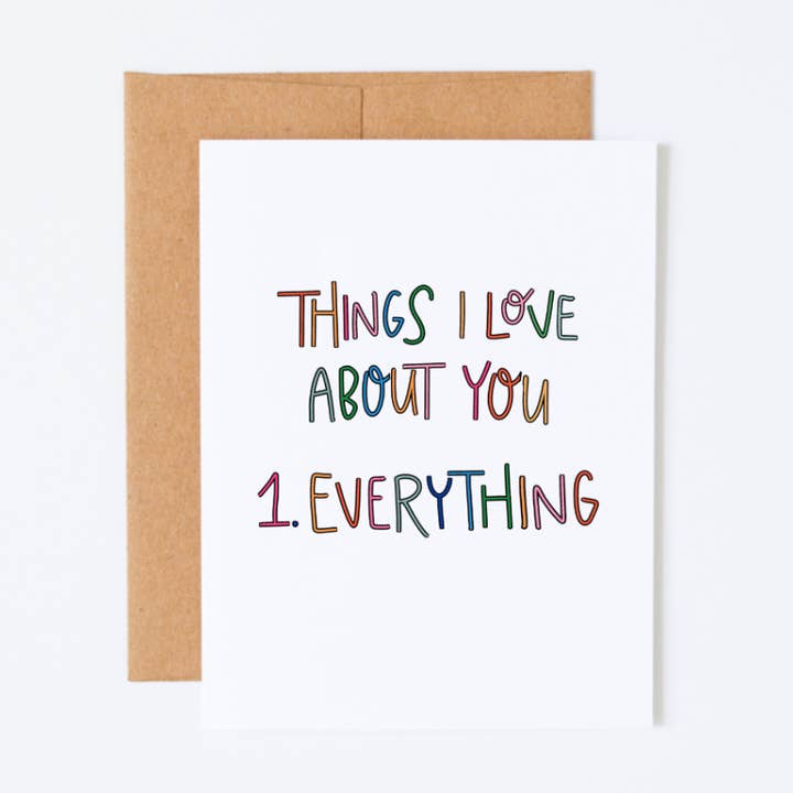 Things I Love About You Card for wholesale by Shop La Bish
