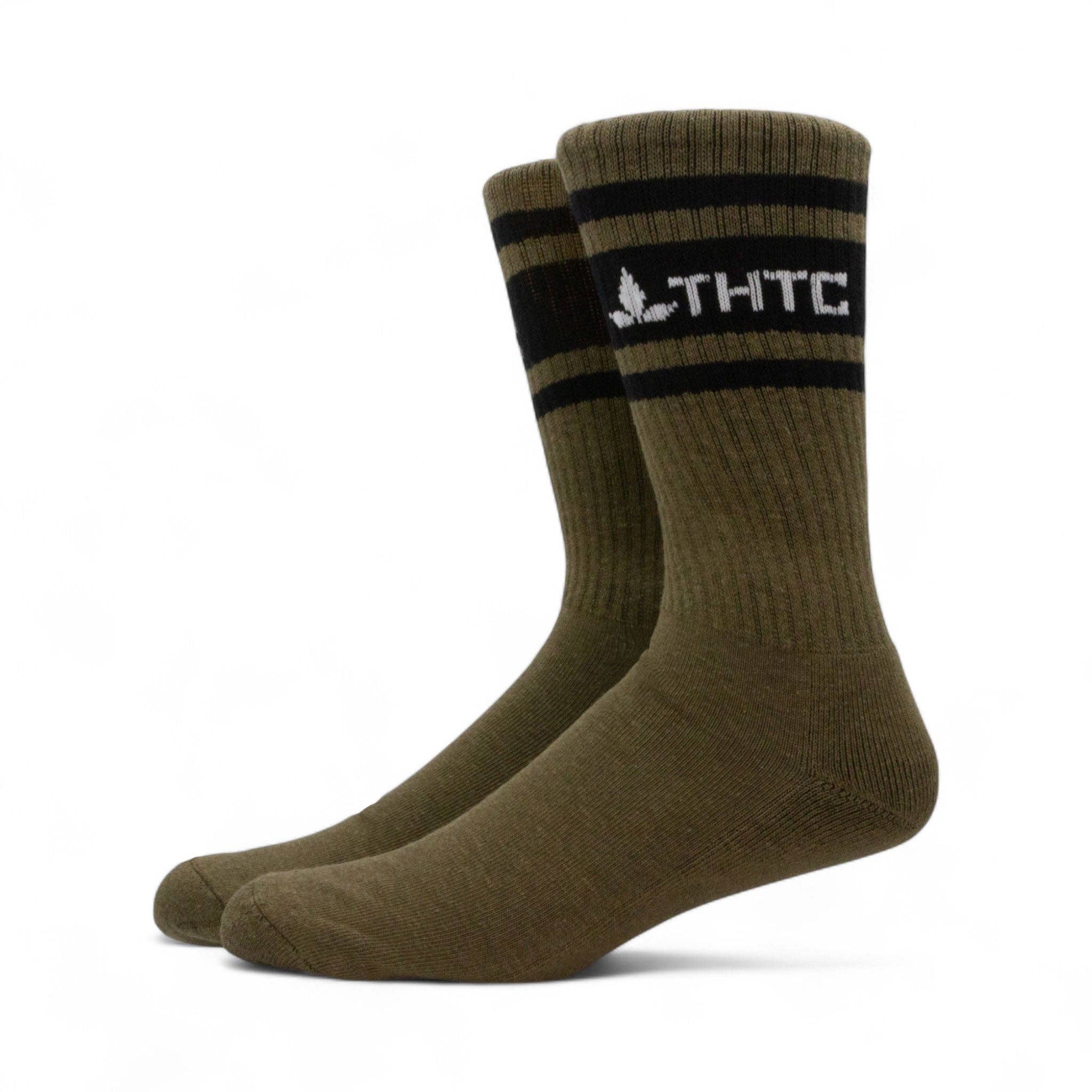 Army & Black Stripy Hemp Socks for wholesale on Faire