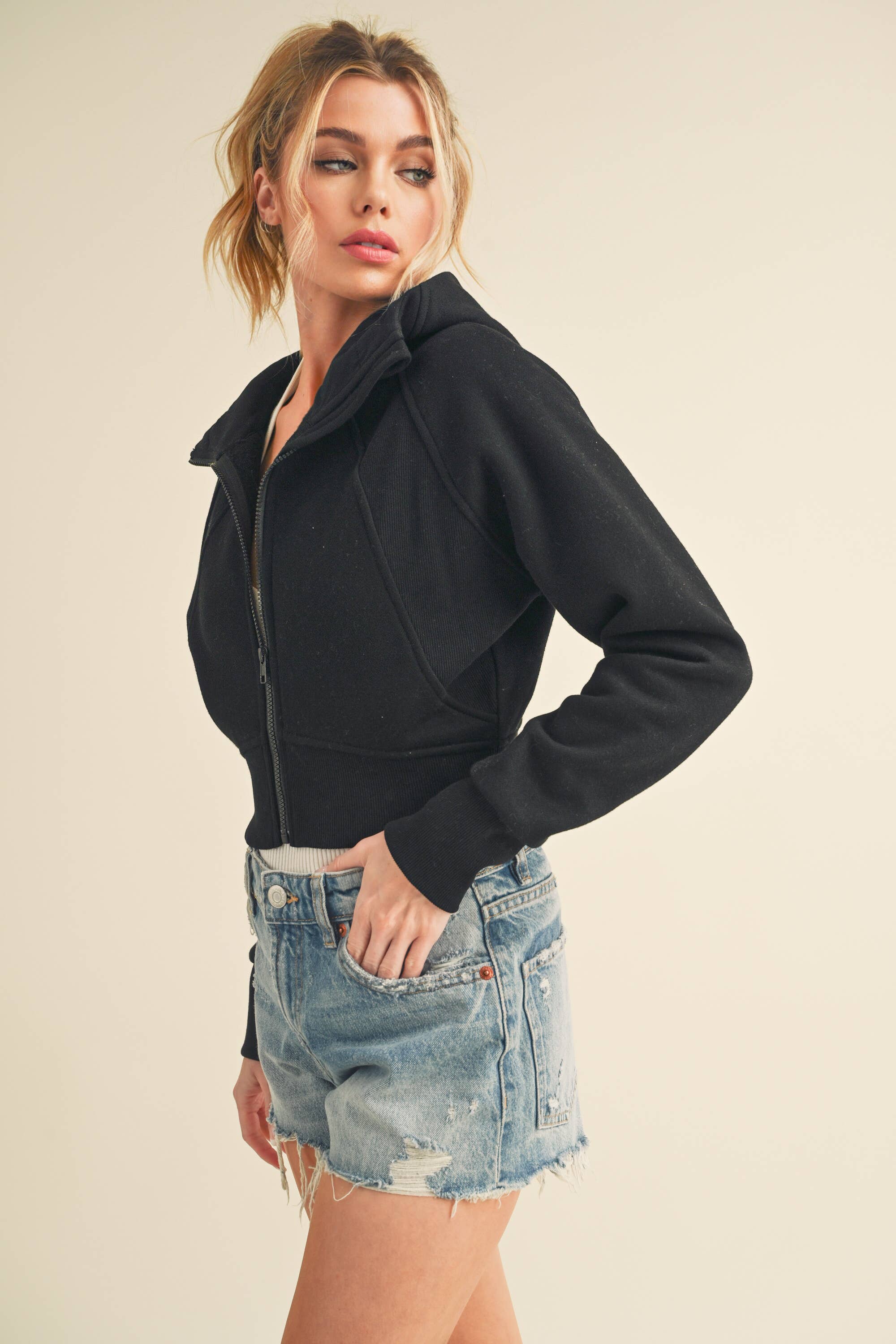 AEMI + CO - Wholesale Jacket - Women's - 5107DK Deva Cropped Hooded Jacket 525