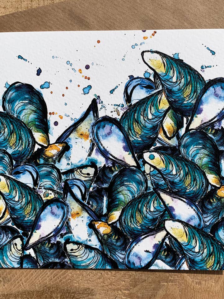 Mussels Greeting Card for wholesale by Dollyhotdogs