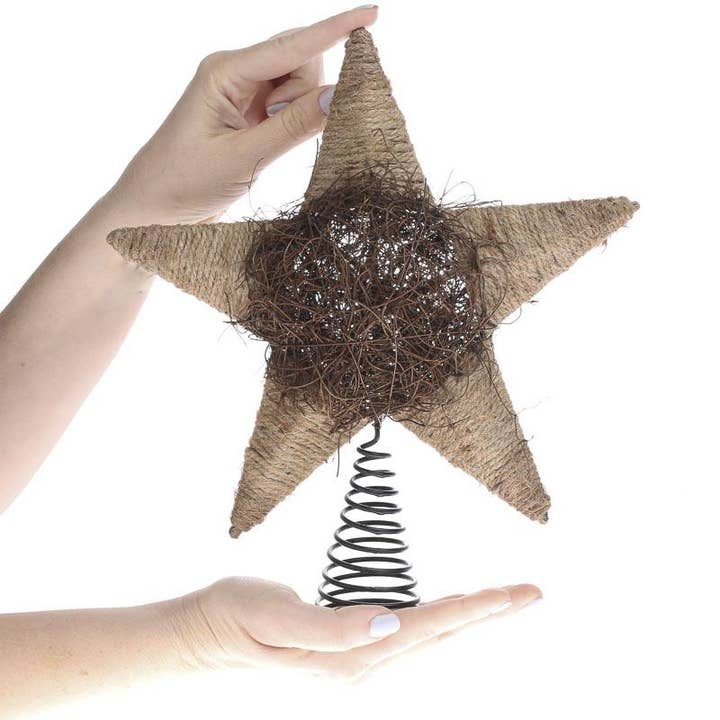 Factory Direct Craft - Wholesale Tree Topper - 11" Rustic Jute and Twig Star Tree Topper 2
