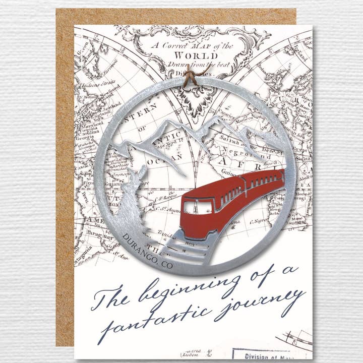 Mountain Train Ornament- Fantastic journey 5x7 Greeting Card for wholesale by Authenticaa