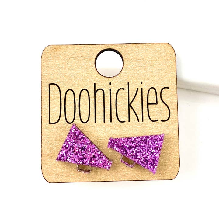 Doohickies - Wholesale Stud/Post Earrings - 15mm School Spirit Megaphone Studs - Custom Spirit Earrings4