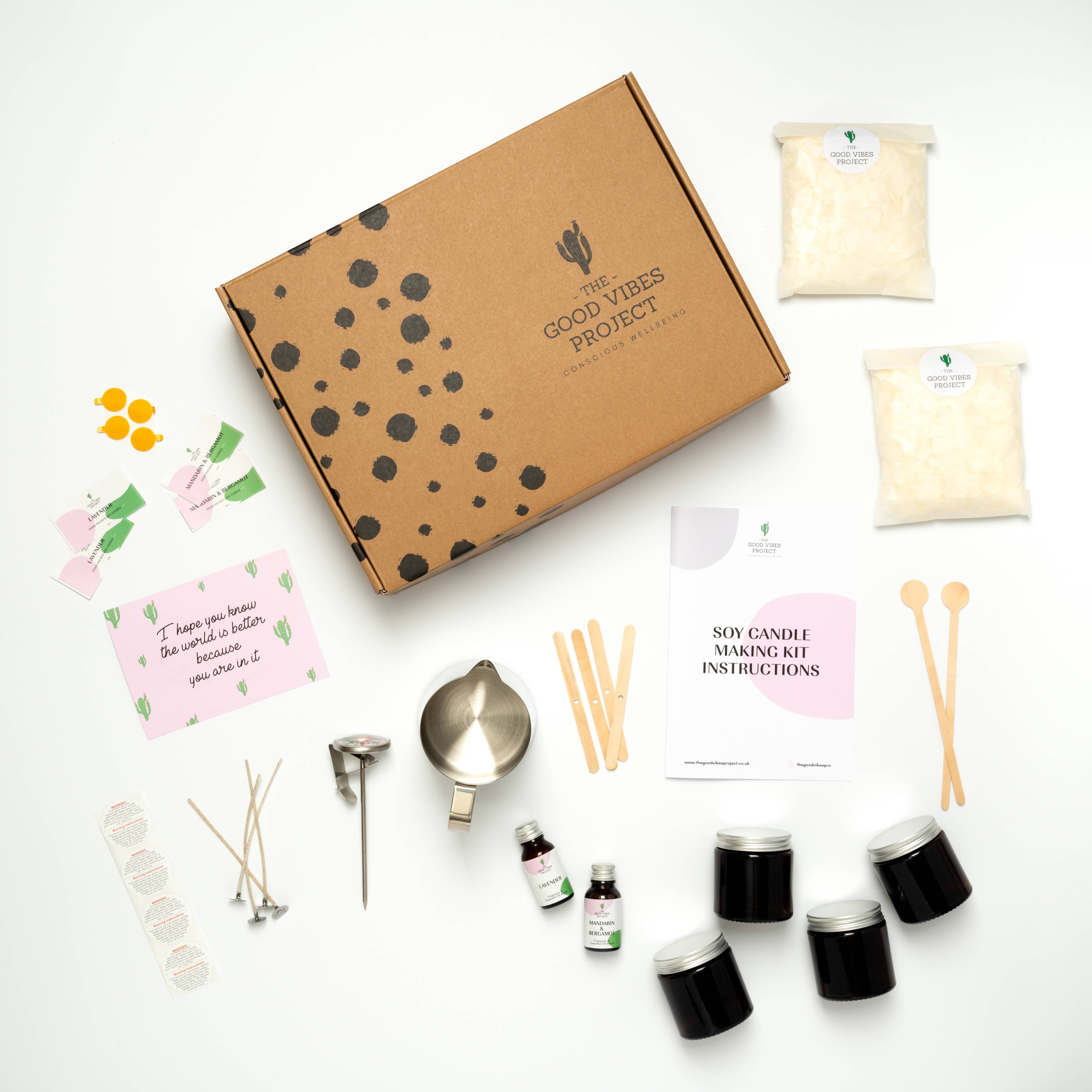 The Good Vibes Project - Wholesale DIY Craft Kit - DIY Soy Candle Making Kit to Make Your Own 4 Scented Candles1