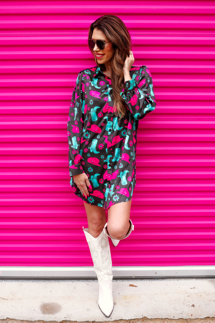 Charcoal Rodeo Ready Button Up Dress for wholesale on Faire0