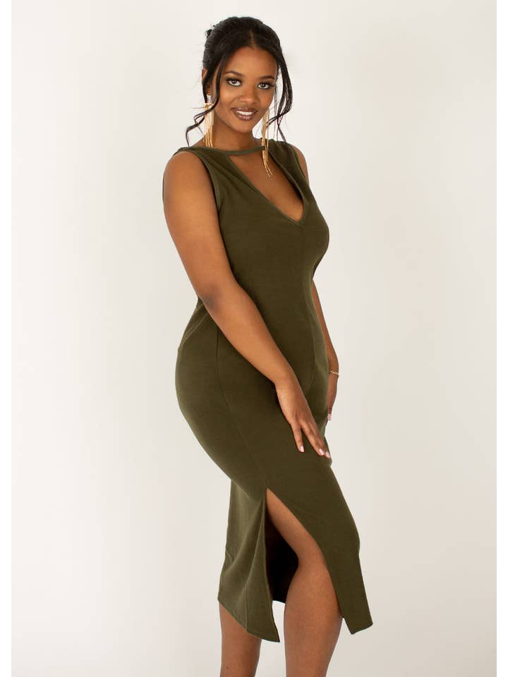 Joyfolie - Wholesale Dress - Women's - Women's Lizette Slip Dress in Dark Olive