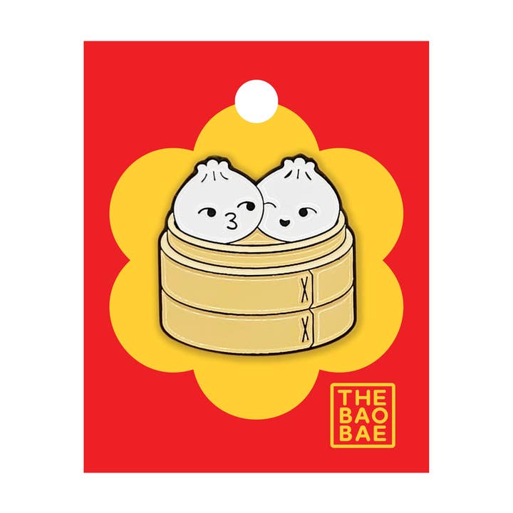 The Bao Bae - Wholesale Lapel Pin/Button - Bao Buddies Dumpling Steamer Enamel Pin1