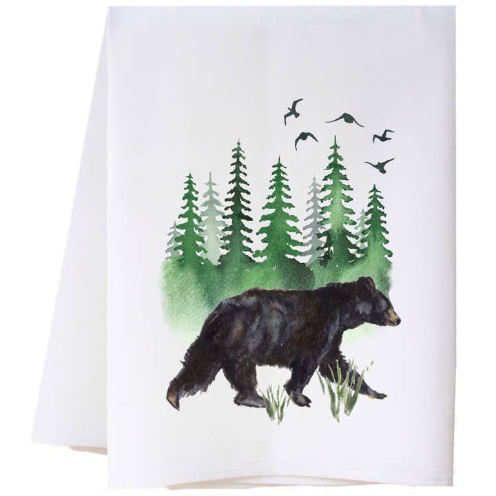 Black Bear Kitchen Towel for wholesale by Cora & Pate
