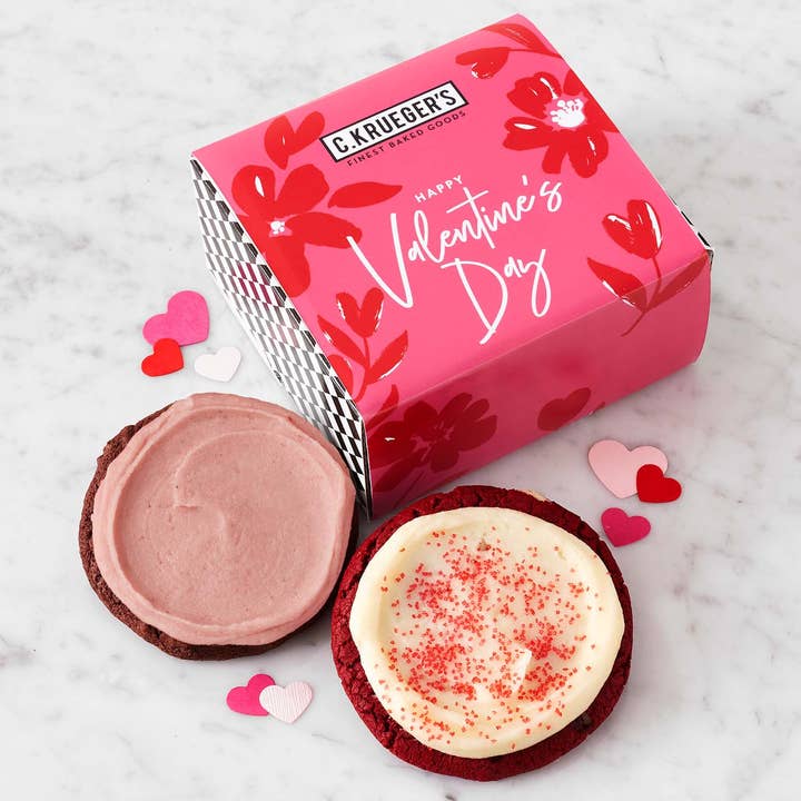 Floral Hearts Duo Sampler - Iced Cookies for wholesale by C. Krueger's