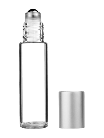 Best Bottles - Wholesale Essential Oil Holder - Clear Cylinder Glass Bottle with Metal Roller Ball - 9ml12