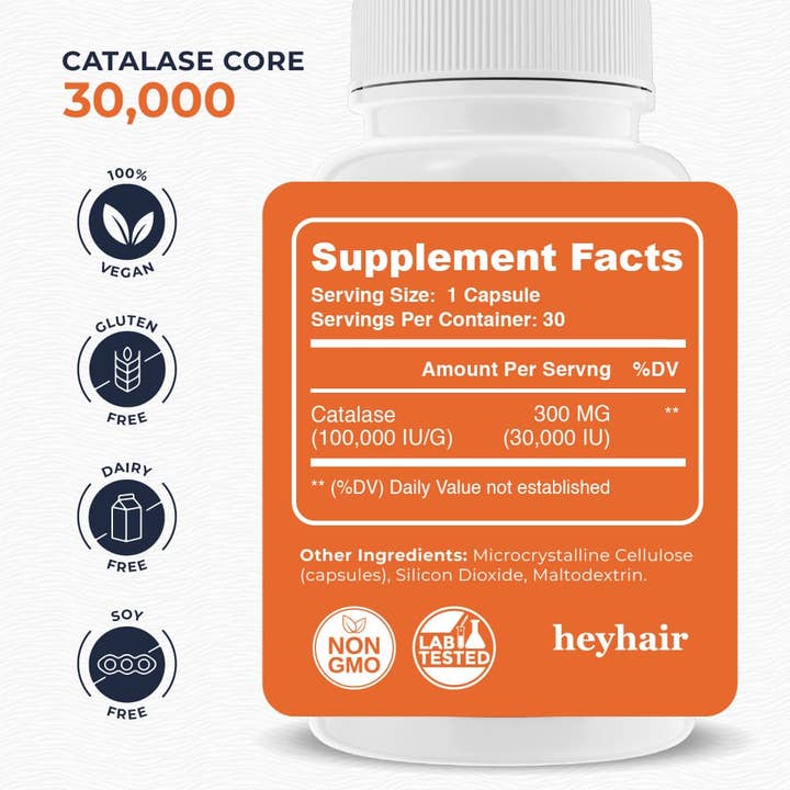 heyhair - Wholesale Oral Supplement/Vitamin - Catalase CORE 30,000 IU Advanced Strength Anti-Gray Enzyme - 99.9% Purity