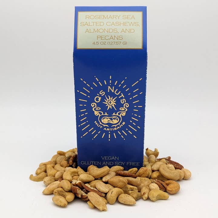 Q's Nuts, LLC - Wholesale Nuts - Rosemary Sea Salt Cashews, Almonds, & Pecans Gift Box -4.5oz0