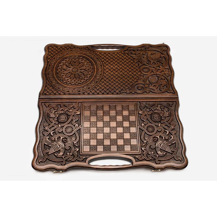 Handcraftoria - Wholesale Board Game - Handmade Engraved Inlaid Backgammon With Animal Patterns2