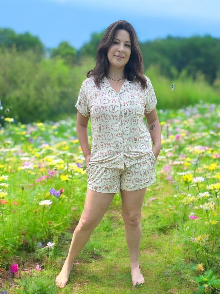 Bows & Bunnies (Women's Short Sleeve PJ) for wholesale by DreamLet