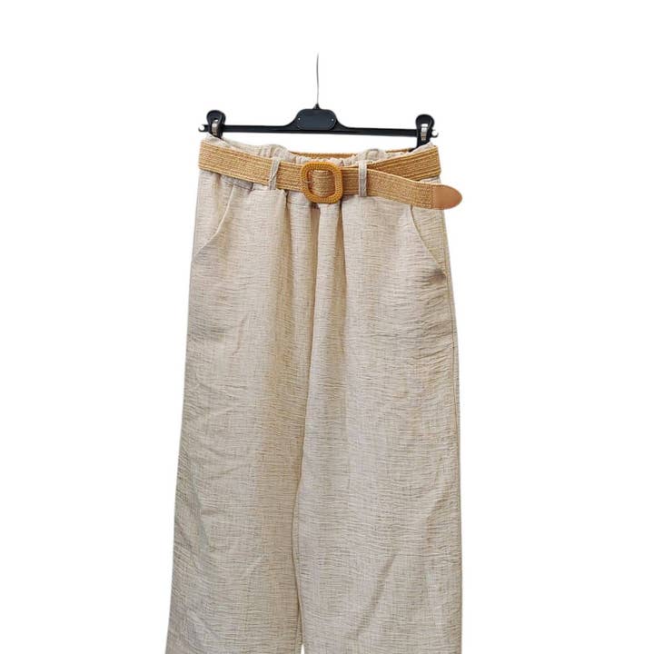 Italian One Size Light Weight Linen Trousers +Belt for wholesale by Superbia