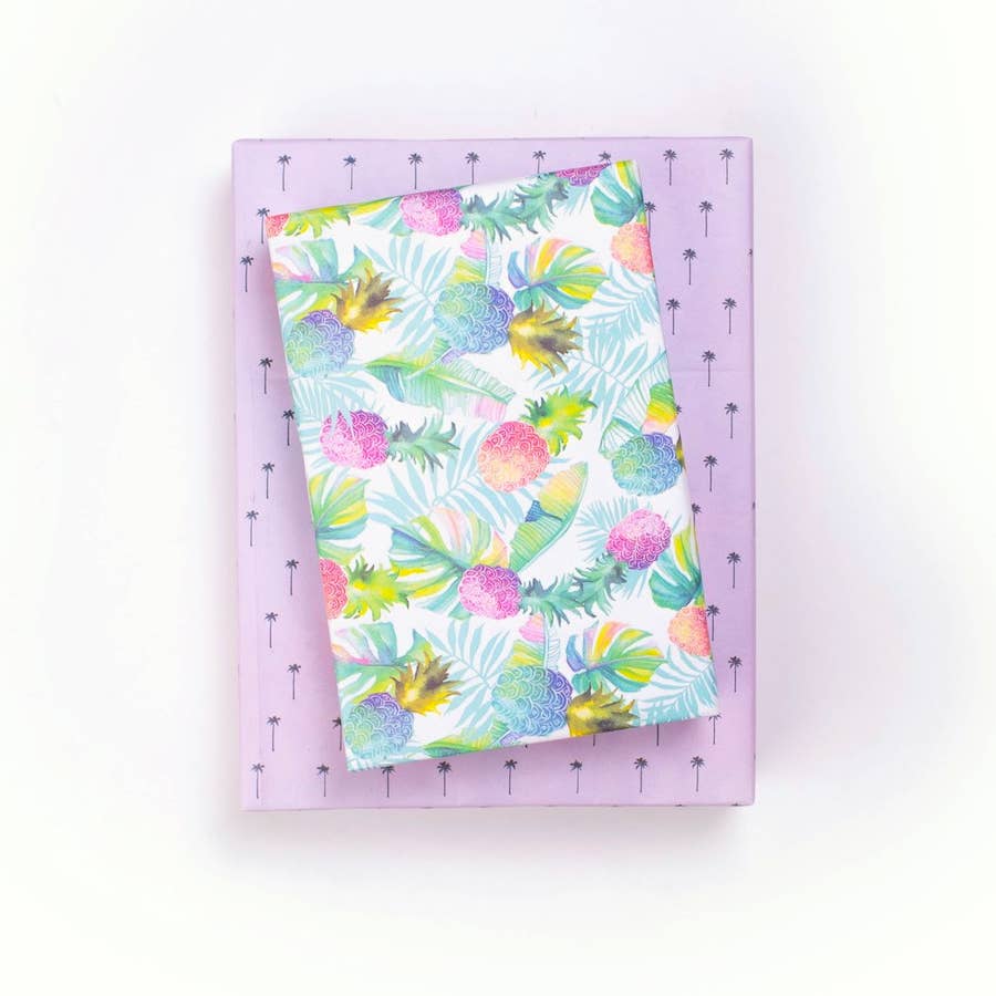 Wrappily Eco Gift Wrap Co. - Wholesale Inpakpapier - Ananas Splash/MiniPalm • Dubbelzijdig Eco-inpakpapier
