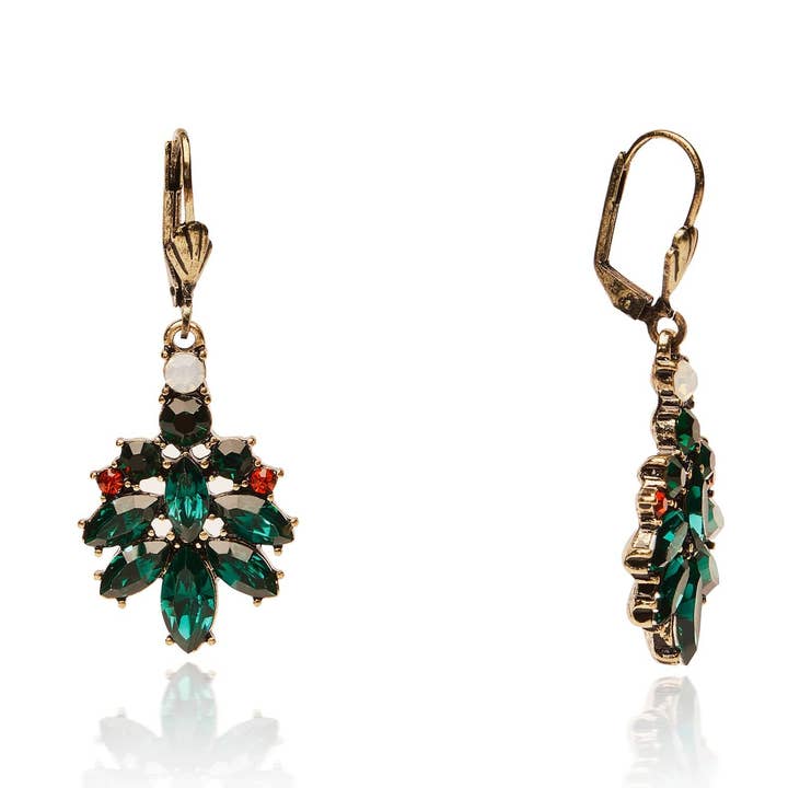 Novelty Christmas Tree Earrings: Dangle Earrings Green for wholesale by Lovett & Co