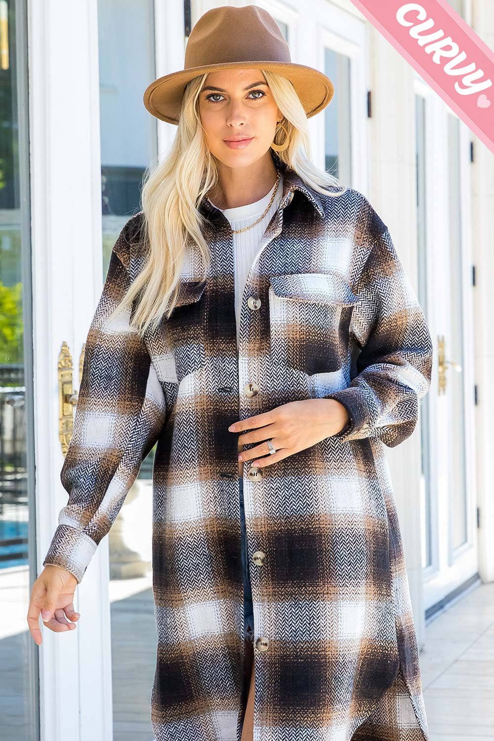 Sweet Lovely by Jen - Wholesale Shirt Jacket/Shacket - Women's - PLUS SIZE SHACKET /PLAID COAT4