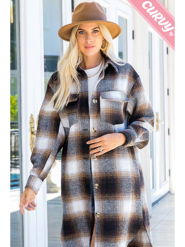 Sweet Lovely by Jen - Wholesale Shirt Jacket/Shacket - Women's - PLUS SIZE SHACKET /PLAID COAT4