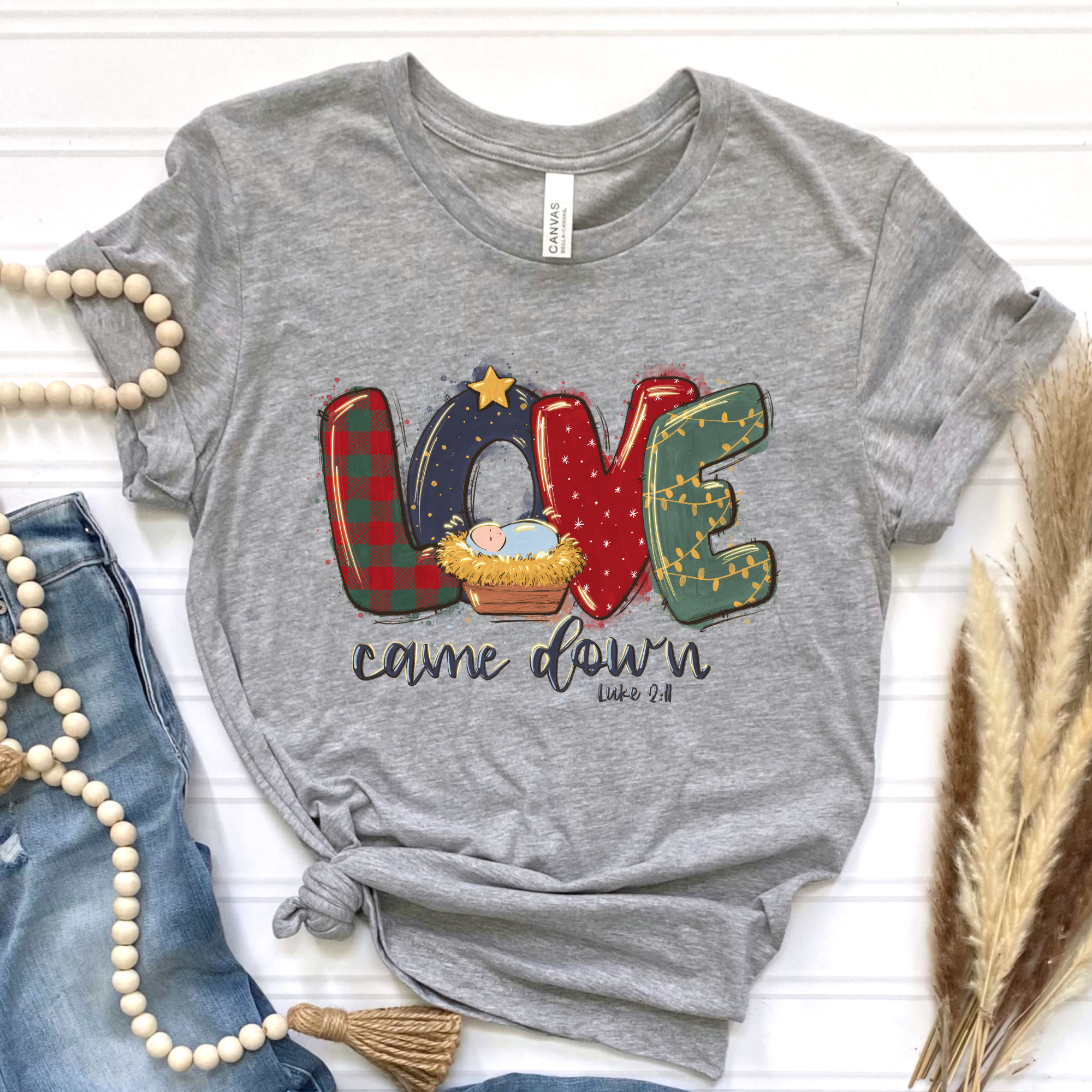Dixie Grace Mercantile - Wholesale Screen Printed T-Shirt - Women's - Love Came Down Graphic Tee1