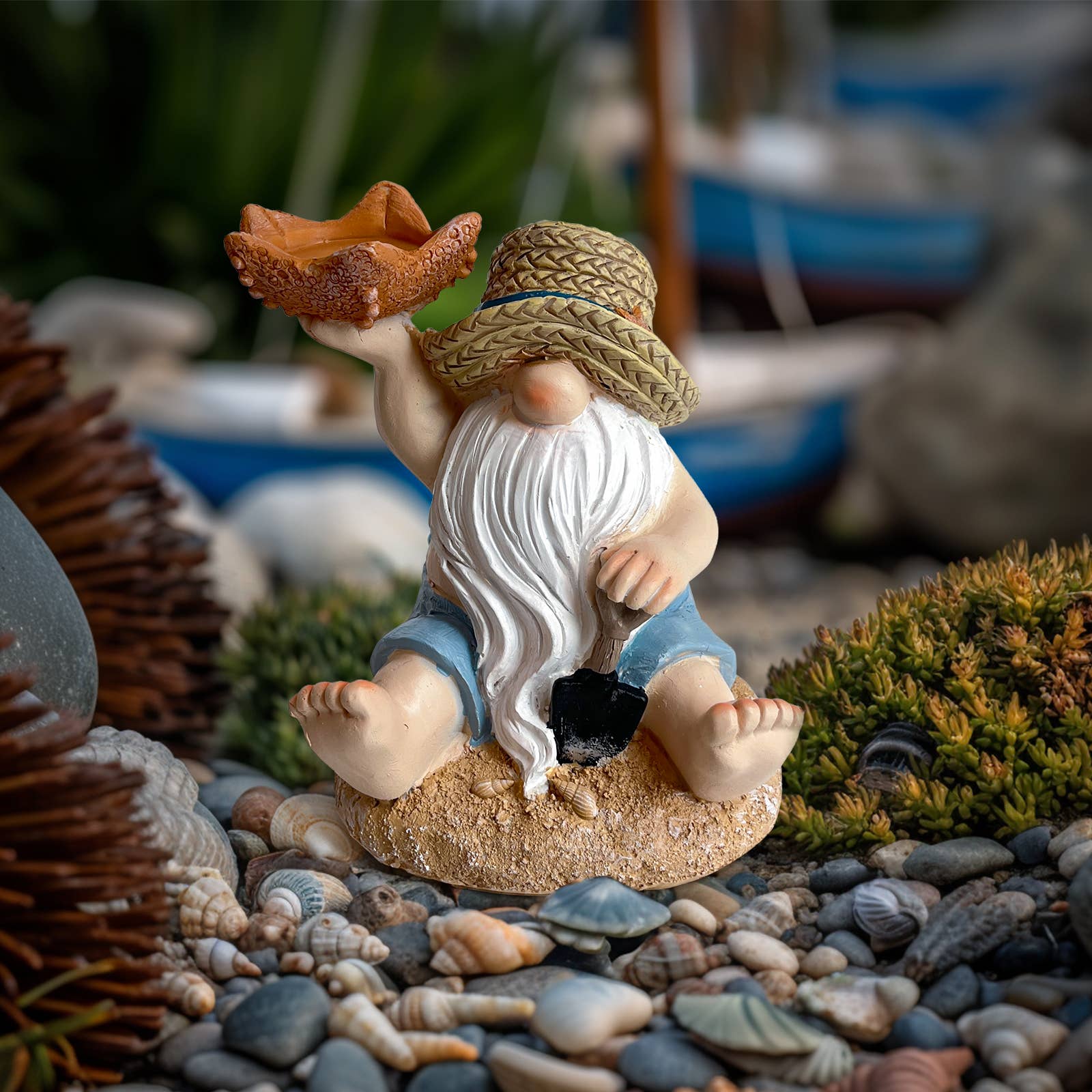 Liffy - Wholesale Candle Holder - Beach Gnome Resin Candle Holder Figurine Coastal Decor19