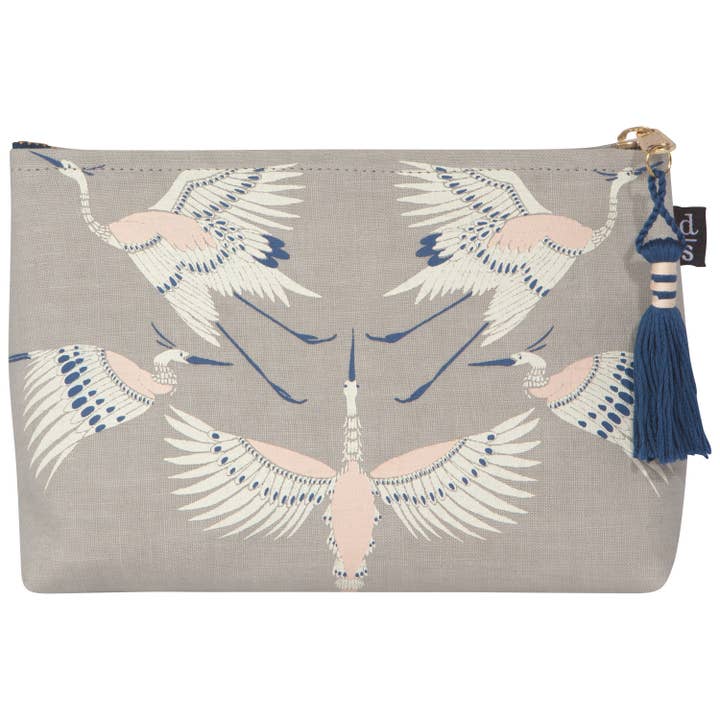 Danica Studio Flight Of Fancy Large Linen Cosmetic Bag, for wholesale by Danica Studio