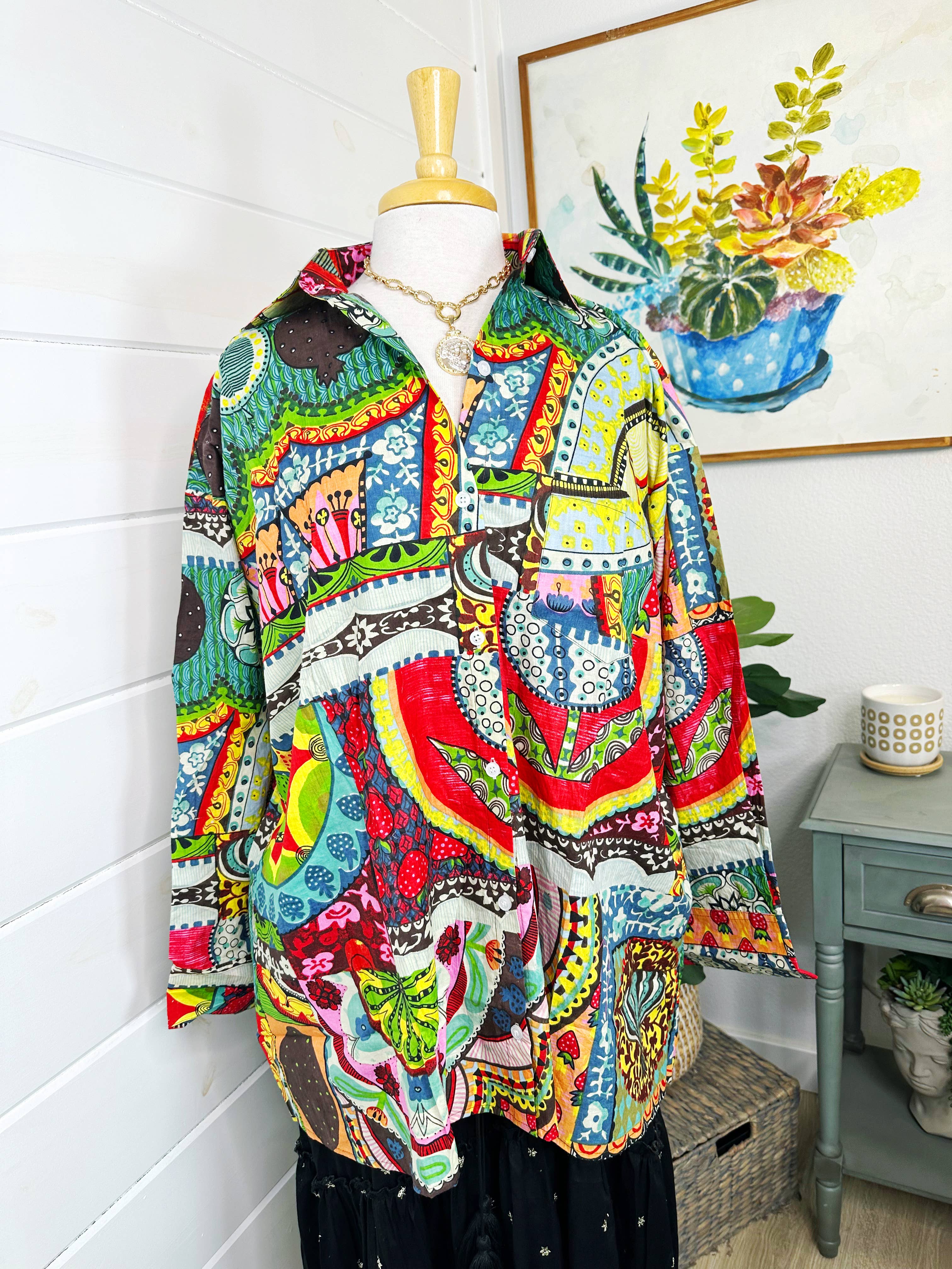 Folklore Couture - Wholesale Button Down Shirt - Women's - Boyfriend Button Down | Women’s Oversized Shirt | Festival1