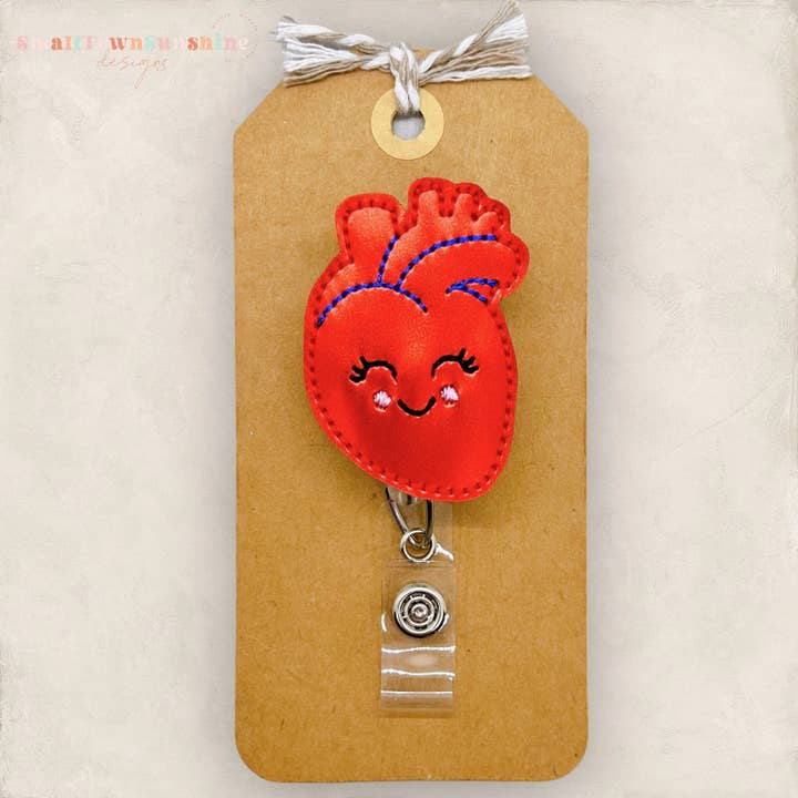 Happy Heart Badge Reel for wholesale by The SmallTownSunshine Company
