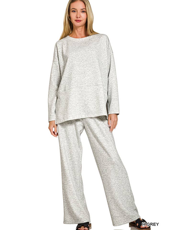 42POPS - Wholesale Lounge Set - Women's - ...1024 Scuba Side Slit Top & Pants Set SI-289684