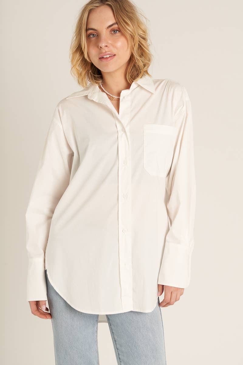 En Crème - Wholesale Button Down Shirt - Women's - Long Sleeve Oversize Button Down Shirt11