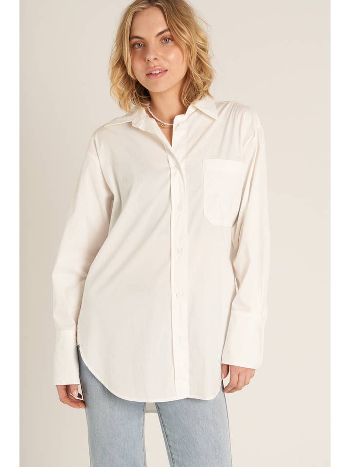 En Crème - Wholesale Button Down Shirt - Women's - Long Sleeve Oversize Button Down Shirt11
