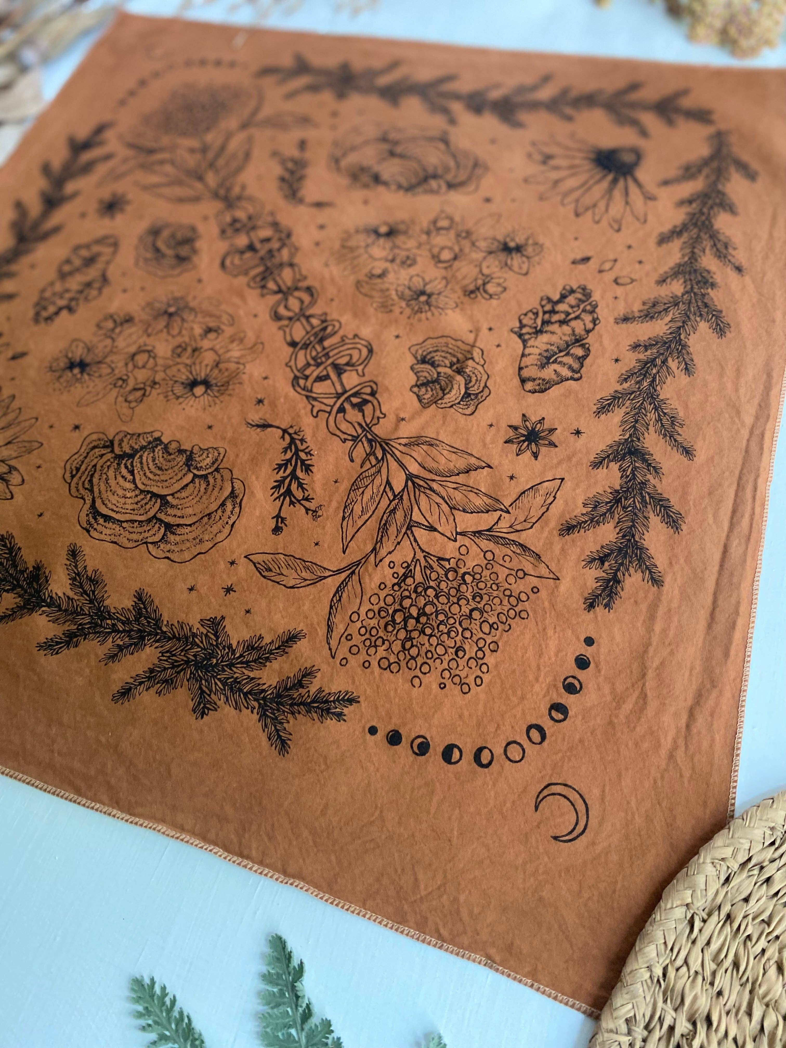 Wanderite - Wholesale Bandana - Unisex - Bandana | Herbs of Protection | Hand Dyed | Terracotta4