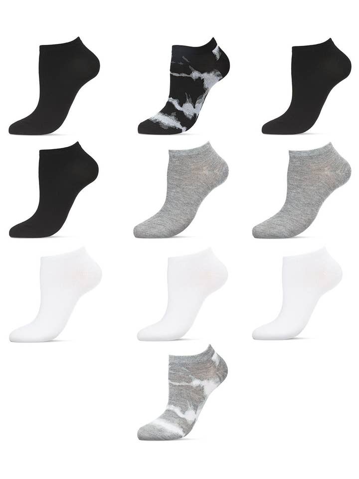 Infinity Classics International Inc. - Wholesale Socks - Women's - 10 Pair Pack of MeMoi Tie Dye and Solid Women's Socks