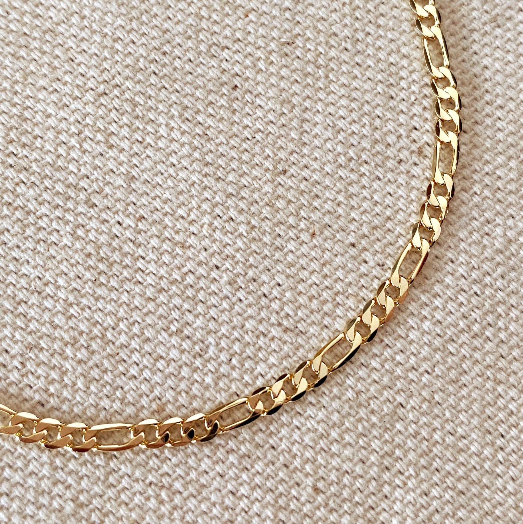 GoldFi – wholesale Link & chain bracelet – 18k Gold Filled 2.5mm Flat Figaro Chain Bracelet2