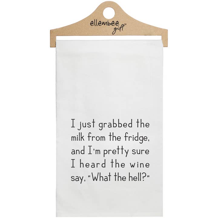 White I just grabbed the milk from the fridge kitchen towels for wholesale by ellembee gift
