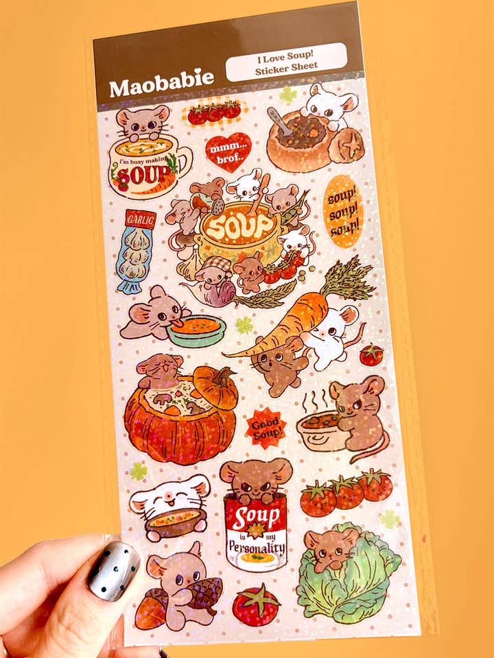 Sticker Sheet - I Love Soup! for wholesale by Maobabie