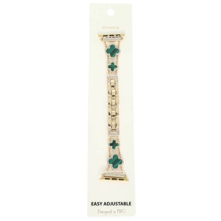 SP Sophia Collection - Wholesale Watch Band/Strap - Unisex - Quatrefoil Rhinestone Pave Apple Watch Chain Band